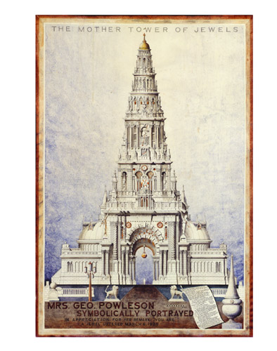 A. G. Rizzoli, Mrs. Geo. Powleson Symbolically Portrayed / The Mother Tower of Jewels, 1935 Ink on rag paper, 94x64 cm Courtesy of The Ames Gallery, Berkeley, CA, USA