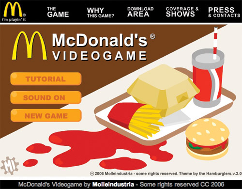 Molleindustria, 2006, Mc Donald’s Videogame, screenshot dal sito www.mcvideogame.com