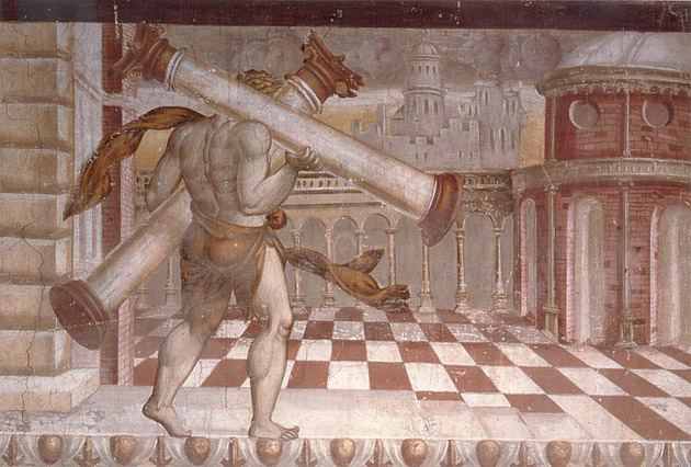 Castello di Melegnano Ercole e le colonne affresco 1520 