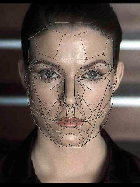 Maschera di Marquard sovrapposta all'immagine del volto di Claudia Katz tratta dal film di Steven Spielberg A.I. Artificial Intelligence, USA 2001
