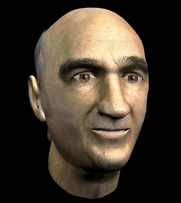 Sterlac, Prosthetic Head, computer animation del volto di Sterlac, 2003