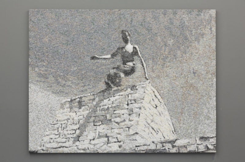 Il salto, 2014, mosaico in marmo, 200x262 cm