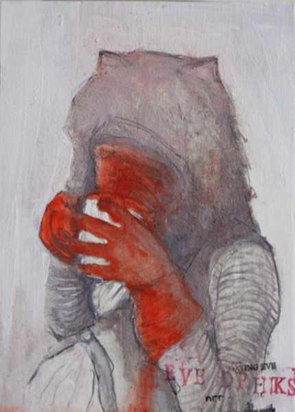 Beatrice Scaccia, Eve drinks, 2014, oil on panel, 18x13 cm