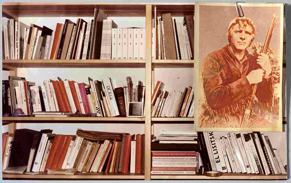 Franco Guerzoni, Avventura a guardia della libreria, 1978 Cartolina e foto originale cm 23x37 Collaborazione fotografica con Luigi Ghirri