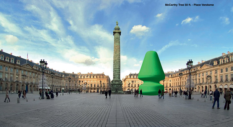 Digital Rendering for Inflatable Sculpture, Tree, in Place Vendôme, Paris, 2014. Designed by Páll Björnsson et Paul McCarthy Courtesy of the artist and Galerie Hauser & Wirth 