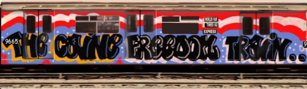 Caine, parte del celebre Freedom Train, primo whole train (pezzo che copre tutto il treno) dipinto insieme a Mad 103 e Flame one il 4 Luglio 1976