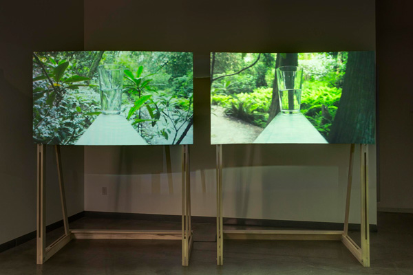 GARY HILL Sine Wave, 2011 Mixed Media installation Projected images: 91x163 cm each, Overall screens: 213x163x103 cm each