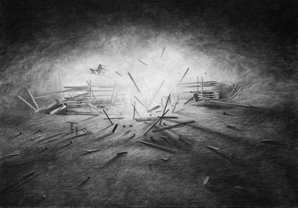 Levi Van Veluw, Expanding, 2014, charcoal on paper. Courtesy de La Galerie Particulière