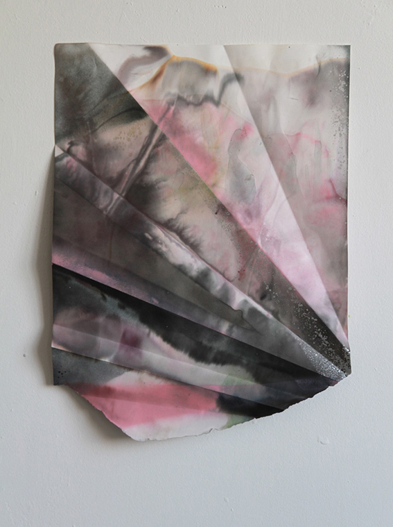 Myriam Holme, Macrotig zwei, 2015. Lacquer, Stain on paper. Courtesy Bernhard Knaus Fine Art