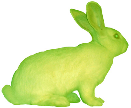 "GFP Bunny" , Alba, coniglio fluorescente, 2000. Photo: Chrystelle Fontaine