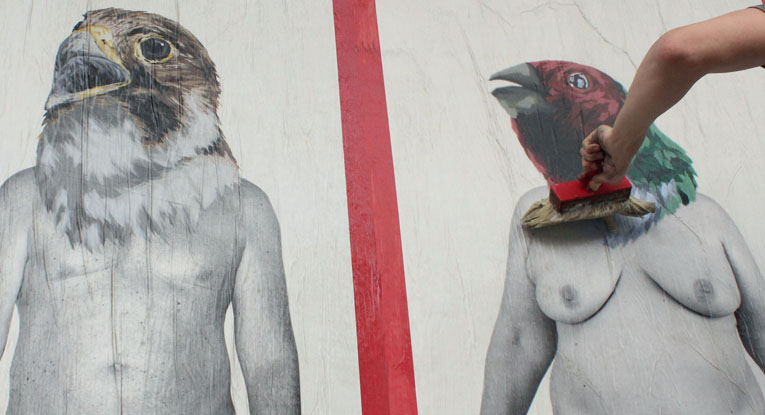 Cheap, street poster art festival: Vinz Feel Free, work in progress