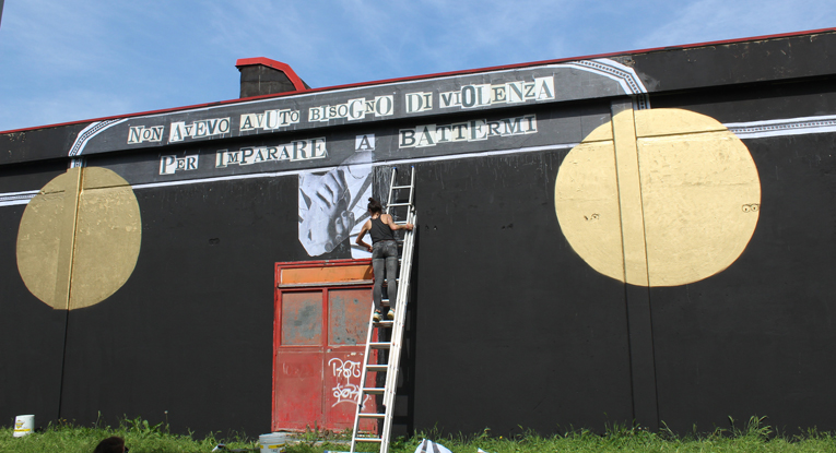 Cheap, street poster art festival: NemO’s e Madame Moustache al lavoro