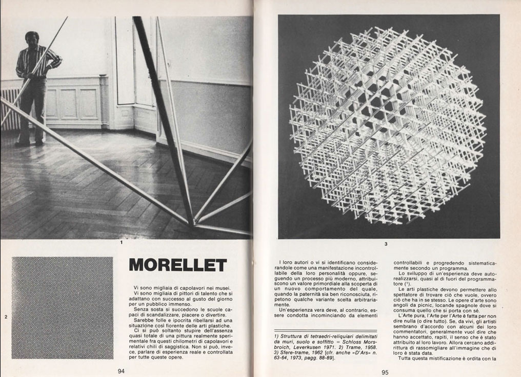 "Morellet", di François Morellet, pubblicato su D'ARS n. 84, anno XVIII, luglio 1977, pagg. 94-97