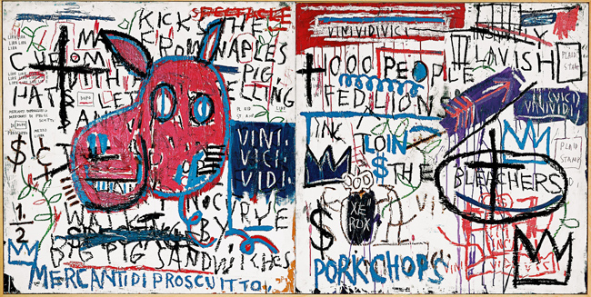 Man from Naples, 1982 Acrylic and collage on wood 122 x 244.5 cm Guggenheim Bilbao Museoa © Estate of Jean-Michel Basquiat. Licensed by Artestar, New York