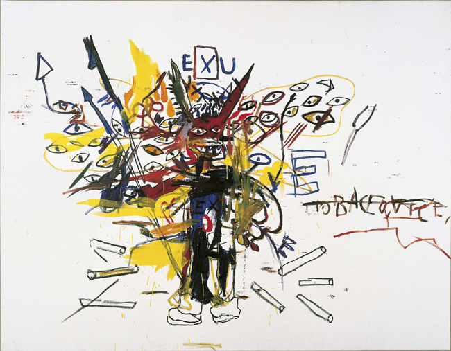 Exu, 1988 Acrylic and oil stick on canvas 199.3 x 254 cm Private collection © Estate of Jean-Michel Basquiat. Licensed by Artestar, New York