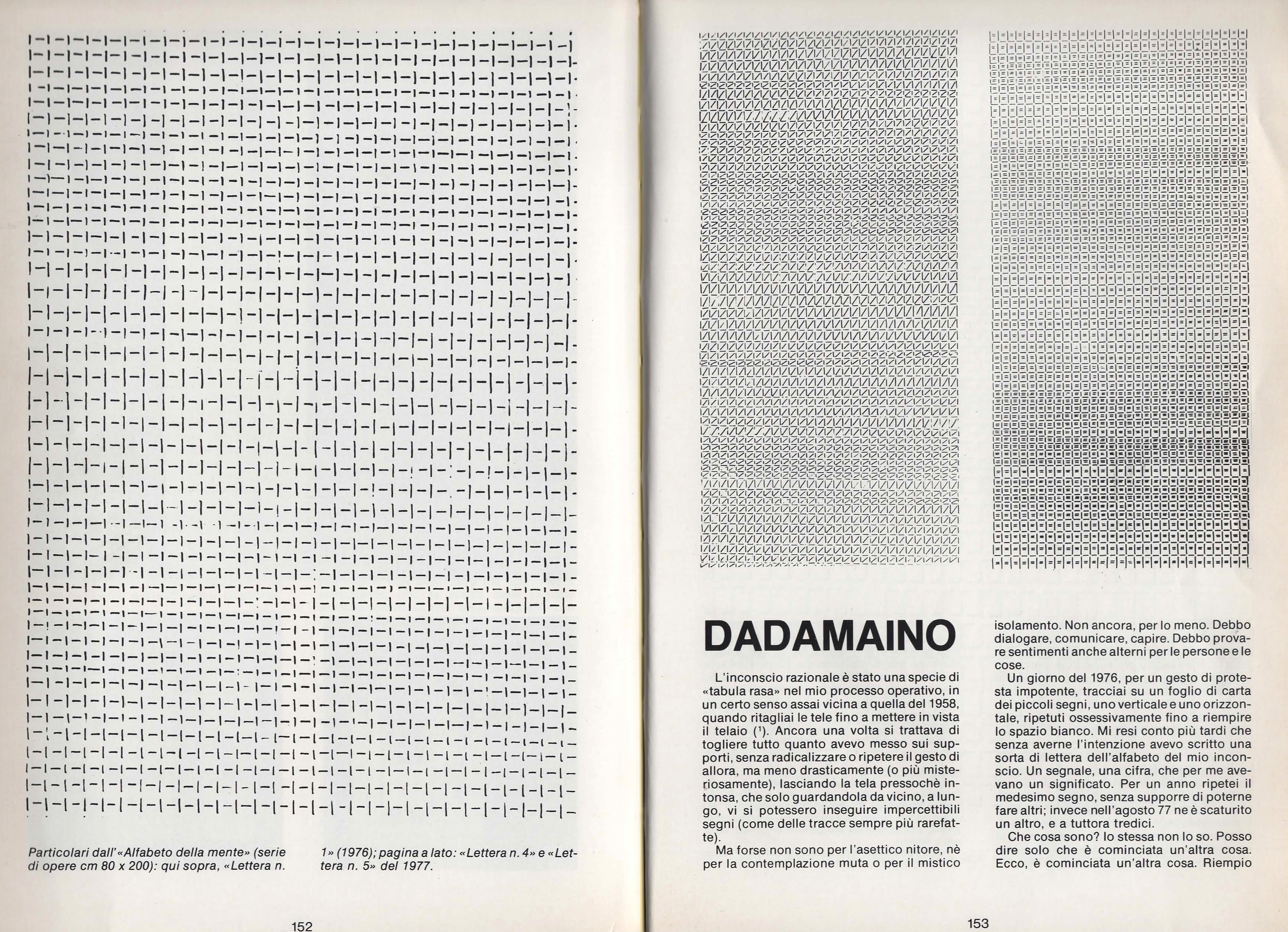 Dadamaino: presentazione autografa pubblicata su D'ARS n.91, pagg. 152-155