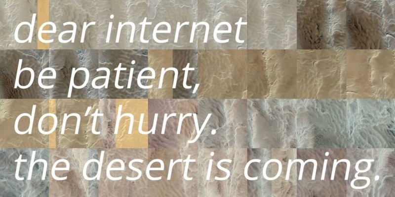 "A quiet desert failure", Guido Segni, 2015. Algorithmic performance, Website, Tumblr archive
