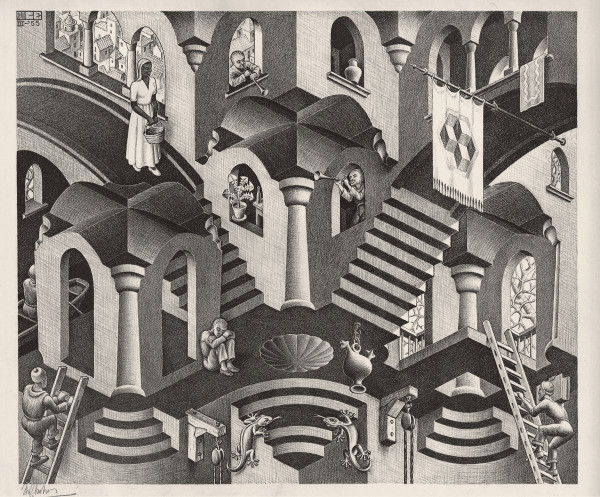 Maurits Cornelis Escher Convesso e concavo Marzo 1955 Litografia, 27,5x33,5 cm Collezione Giudiceandrea Federico All M.C. Escher works © 2016 The M.C. Escher Company. All rights reserved www.mcescher.com