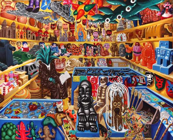 Hervé Di Rosa, Tienda del Senor Maguey, 2000, acrilico su tela, 220 x 246 cm. Adagp / Pierre Schwartz 